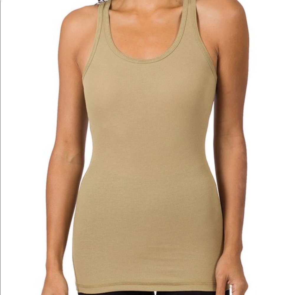 Cotton Khaki Racerback Tank Top